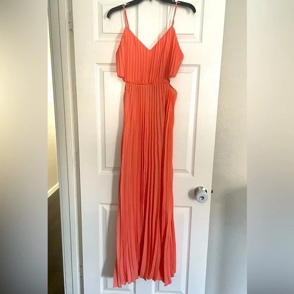 chinese dress ladies Pleated Layered Ruffle Maxi Dress- Coral Multi  The Kindred Boutique